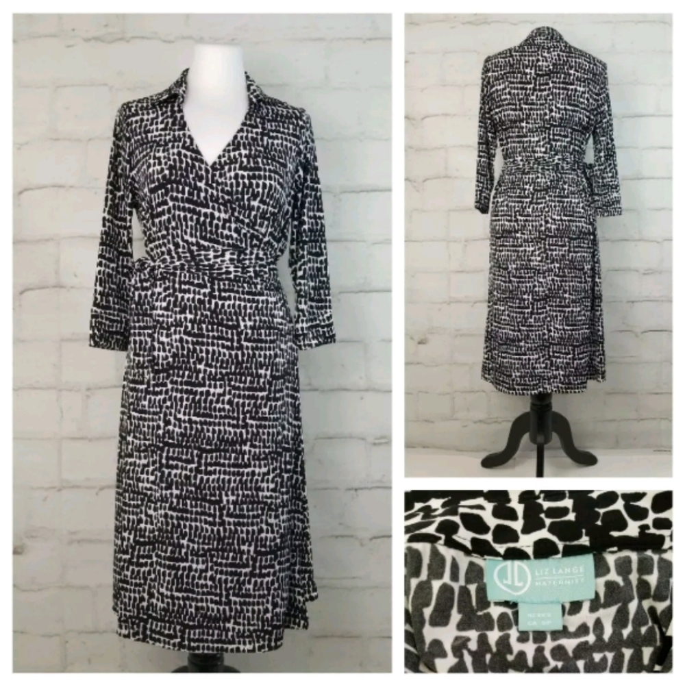 Liz Lange Maternity Wrap Dress 3/4 Sleeve Stretchy